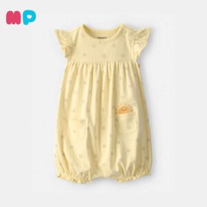 Enterizo Bebé Niña – Amarillo Claro con Diseño de Sol