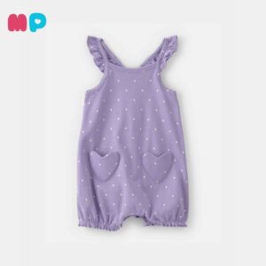 Enterizo Bebé Niña – Lila con Puntos y Corazones