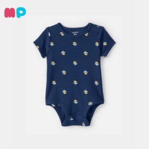 Body Bebé Azul con Estampado Floral – Algodón Suave