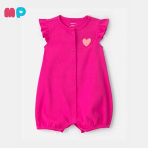 Enterizo Bebé Niña Rosa Fucsia con Corazón – Algodón Suave