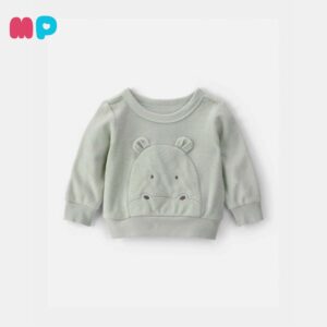 Sudadera Bebé Verde con Hipopótamo Bordado